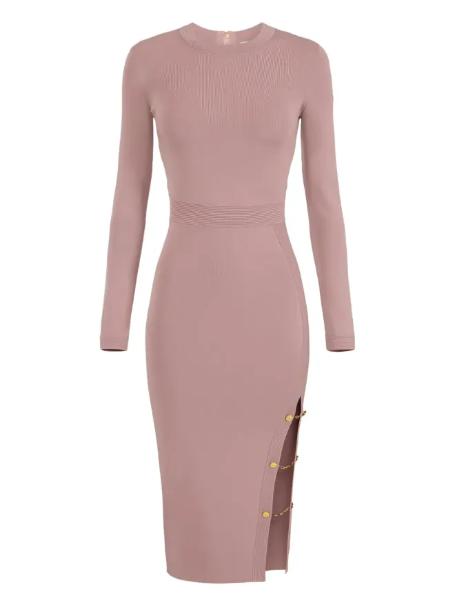 Elisabetta Franchi Elisabetta Franchi リブ編みディテール ミディ丈ニットドレス ピンクの商品画像