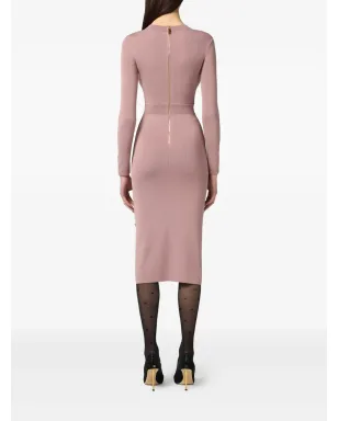 Elisabetta Franchi リブ編みディテール ミディ丈ニットドレス ピンク - サムネイル3