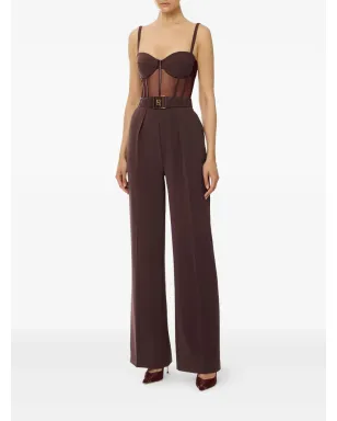 Elisabetta Franchi ビンテージ チュールディテール ベルト付きジャンプスーツ - レッド - サムネイル2