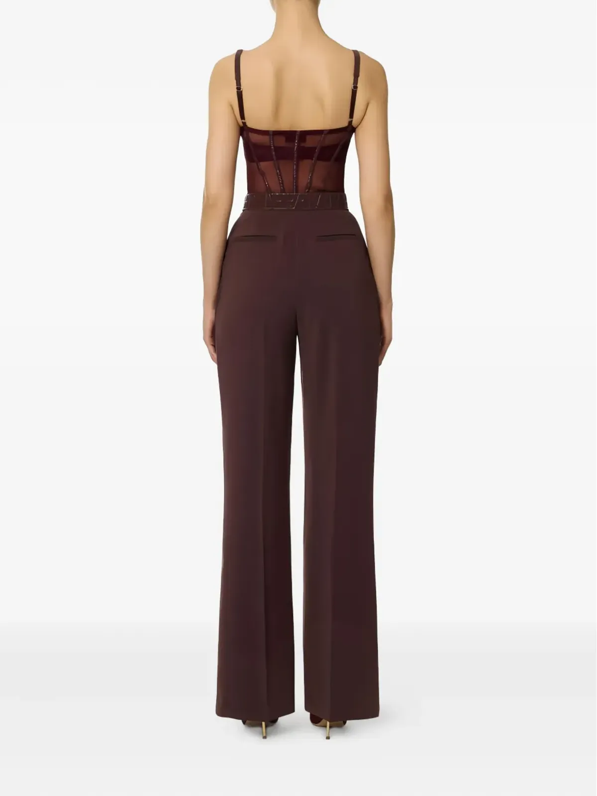 Elisabetta Franchi ビンテージ チュールディテール ベルト付きジャンプスーツ - レッド - 画像3
