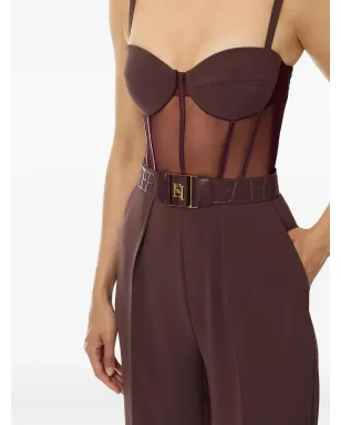Elisabetta Franchi ビンテージ チュールディテール ベルト付きジャンプスーツ - レッド - サムネイル4