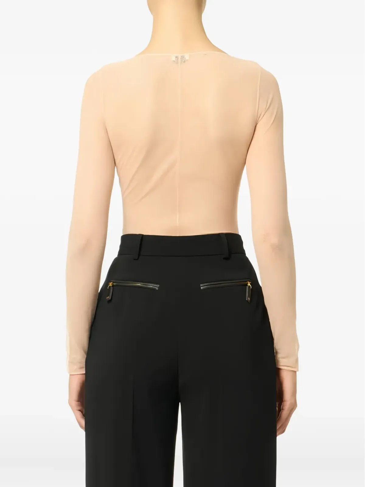 Elisabetta Franchi ジャカードチュール長袖ボディスーツ - ブラック - 画像4