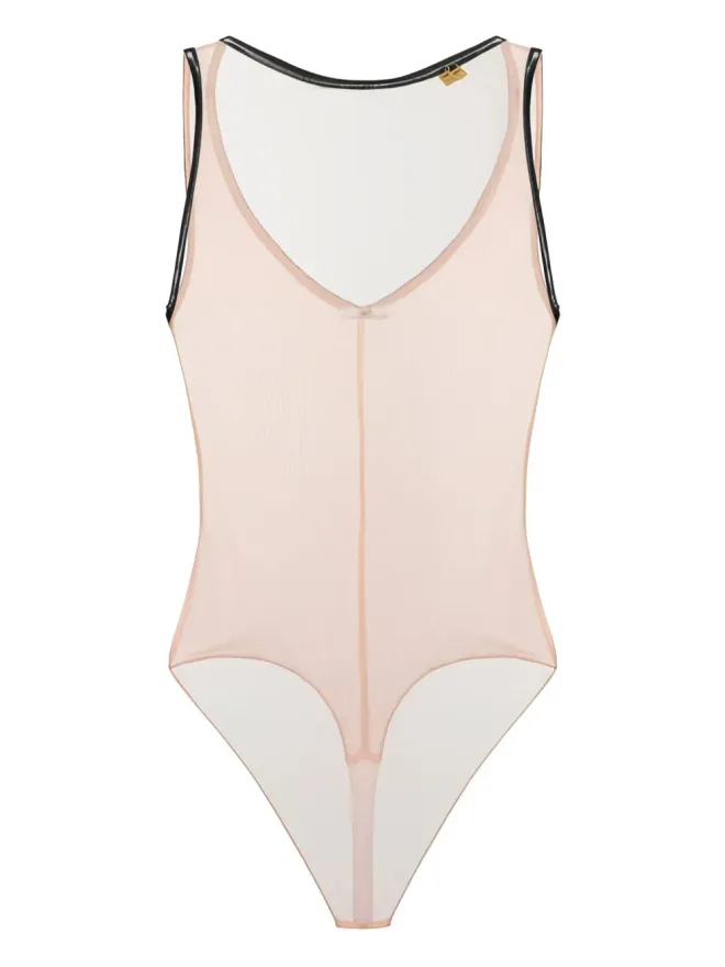Elisabetta Franchi Elisabetta Franchi チュール素材のロゴ入りボディスーツ - ニュートラルカラーの商品画像