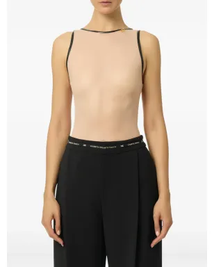 Elisabetta Franchi チュール素材のロゴ入りボディスーツ - ニュートラルカラー - サムネイル3