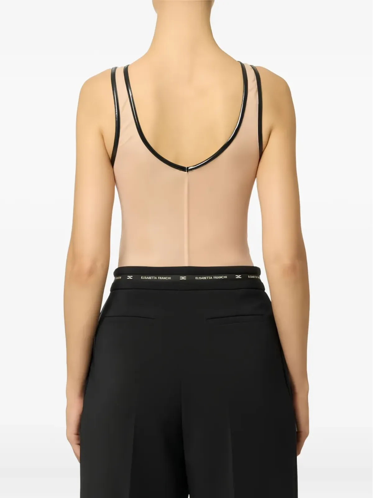 Elisabetta Franchi チュール素材のロゴ入りボディスーツ - ニュートラルカラー - 画像4