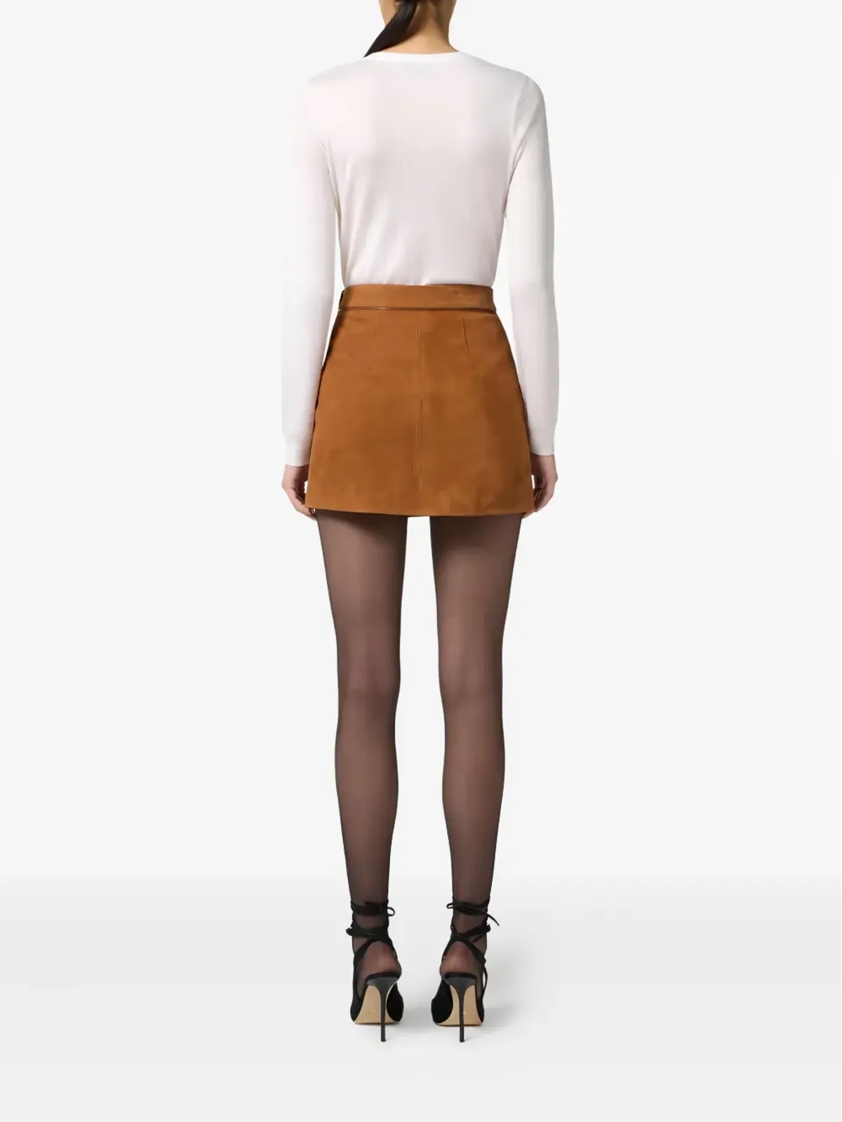 Elisabetta Franchi ラップアラウンド スエード ミニスカート ブラウン - 画像3