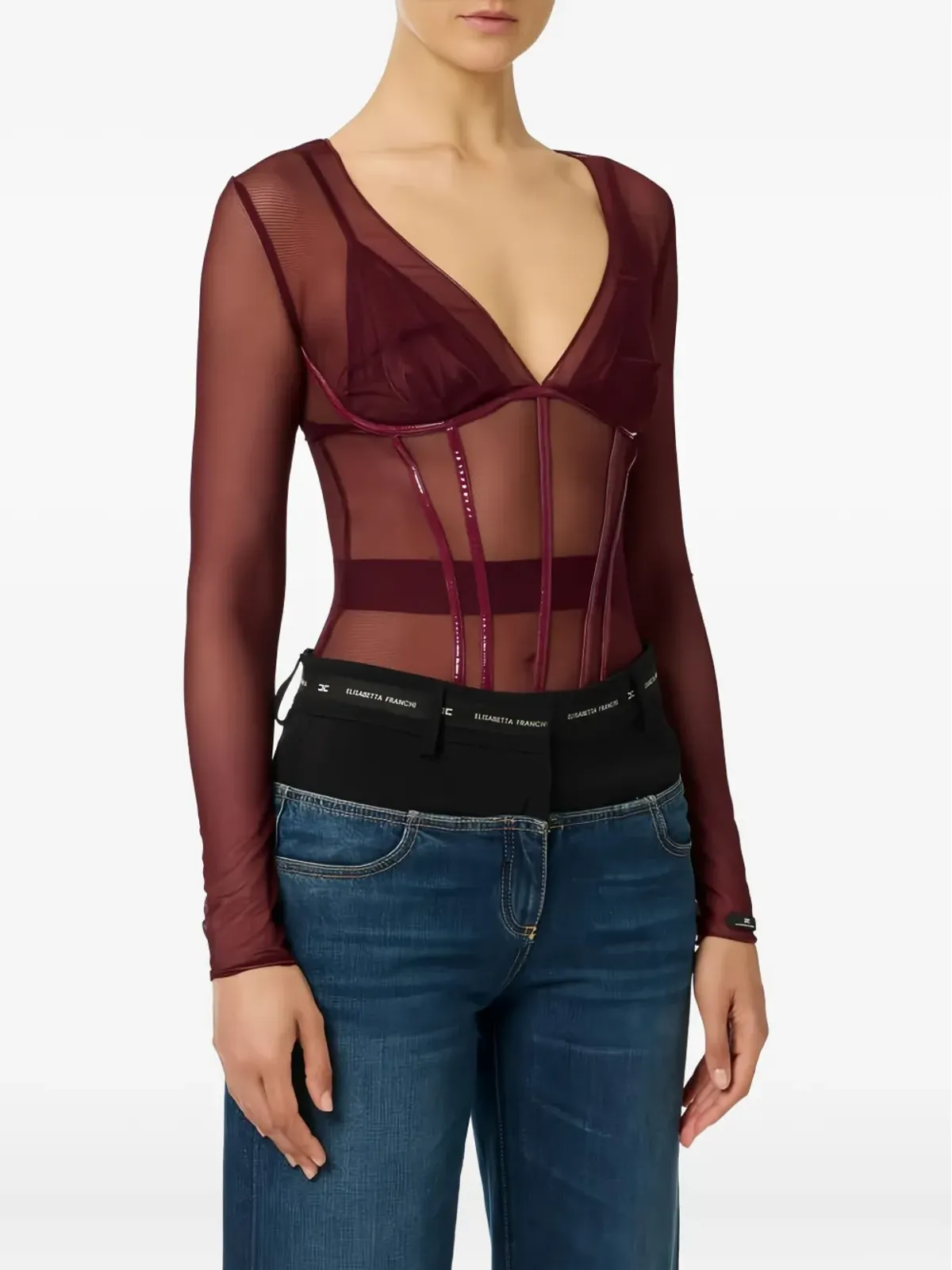 Elisabetta Franchi Vネック トップ - レッド - 画像2