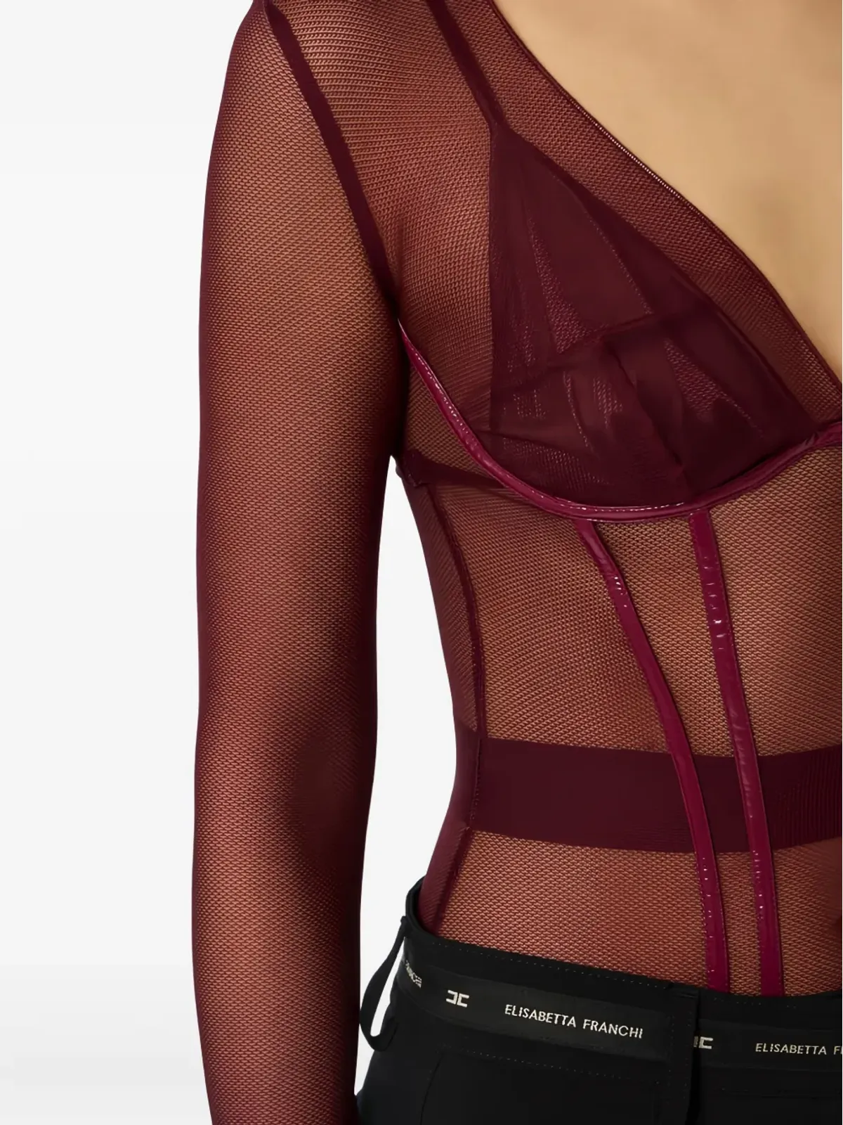 Elisabetta Franchi Vネック トップ - レッド - 画像4