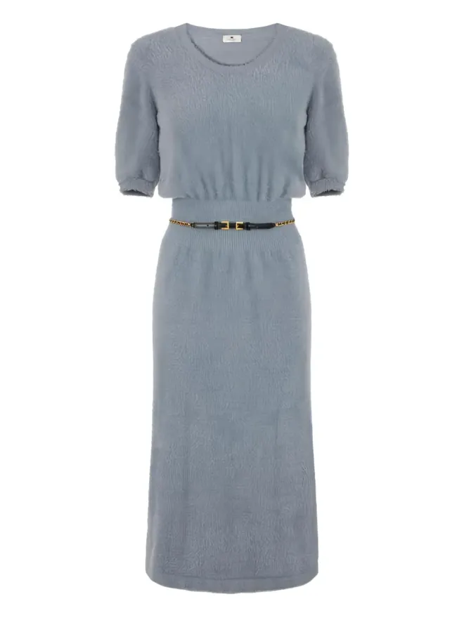 Elisabetta Franchi Elisabetta Franchi ブルーの半袖ニットミディドレスの商品画像