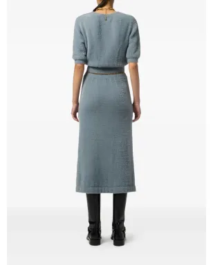 Elisabetta Franchi ブルーの半袖ニットミディドレス - サムネイル3
