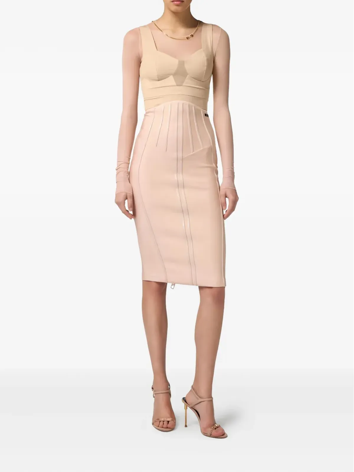 Elisabetta Franchi コルセット風ミディスカート - 画像2