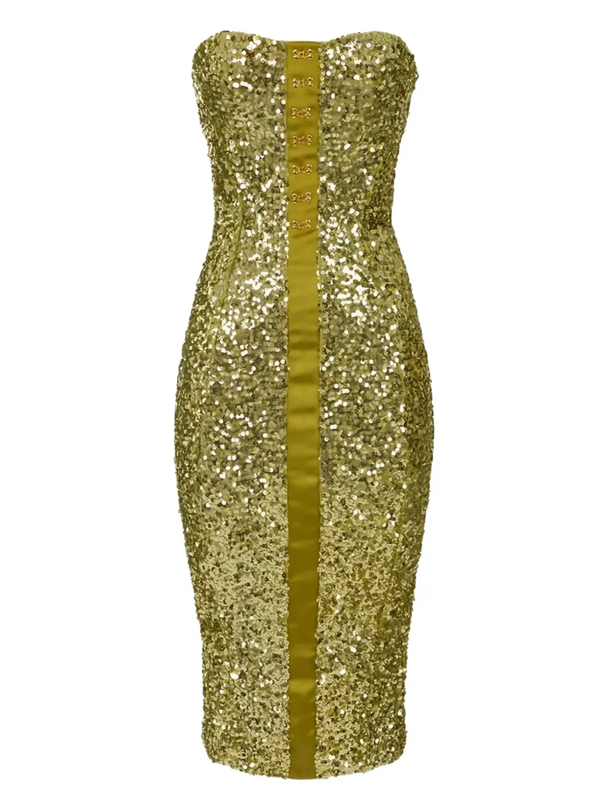 Elisabetta Franchi スパンコール付きストラップレス ミディドレス - グリーン - 画像1