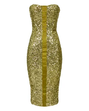 Elisabetta Franchi スパンコール付きストラップレス ミディドレス - グリーン - サムネイル1