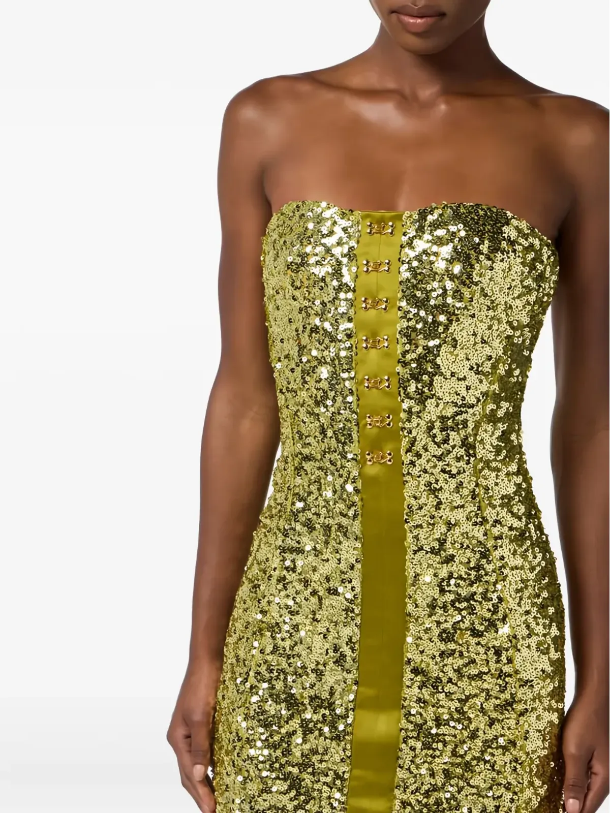 Elisabetta Franchi スパンコール付きストラップレス ミディドレス - グリーン - 画像5