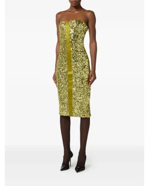Elisabetta Franchi スパンコール付きストラップレス ミディドレス - グリーン - サムネイル2