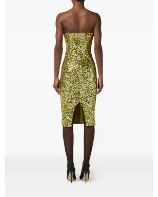 Elisabetta Franchi スパンコール付きストラップレス ミディドレス - グリーン - サムネイル3