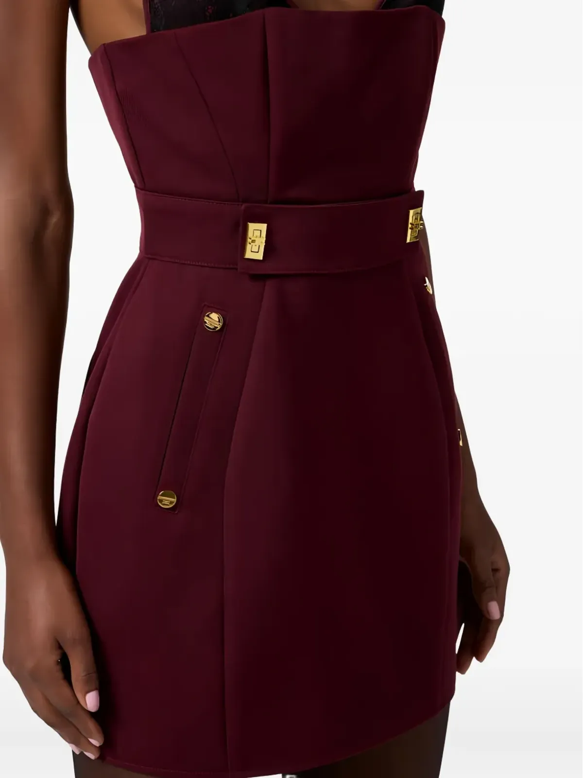 Elisabetta Franchi レースディテール ミニドレス - レッド - 画像5