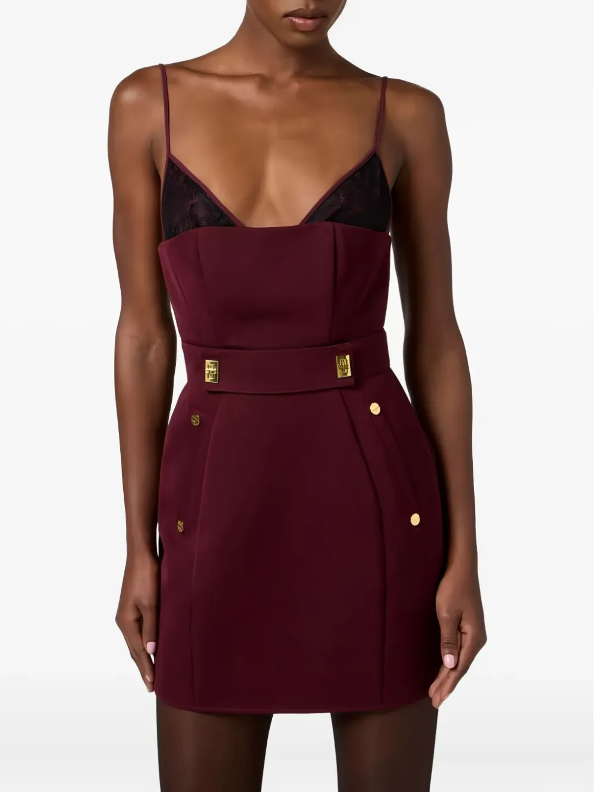 Elisabetta Franchi レースディテール ミニドレス - レッド - 画像4