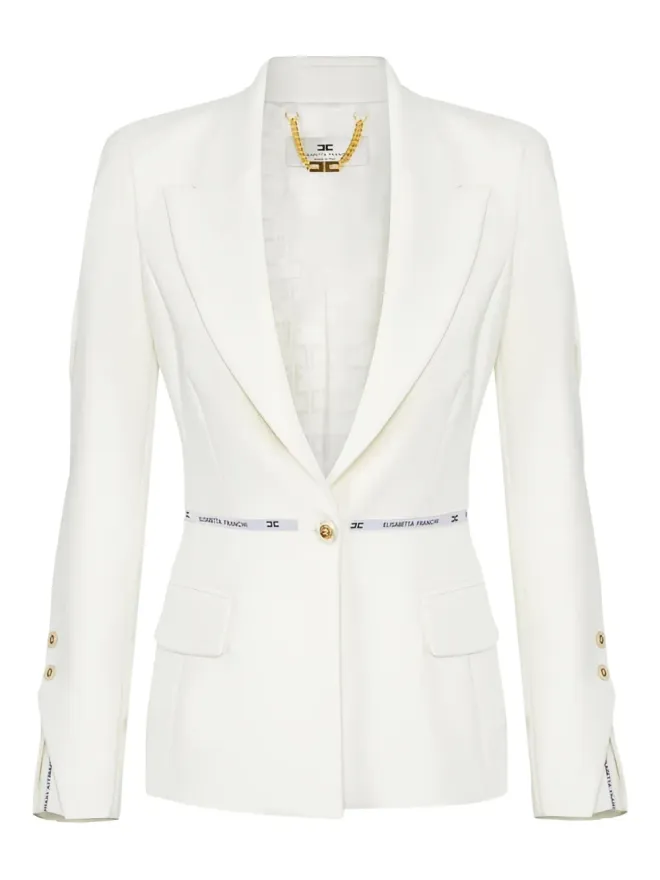 Elisabetta Franchi Elisabetta Franchi ロゴリボン クレープブレザー - ホワイトの商品画像