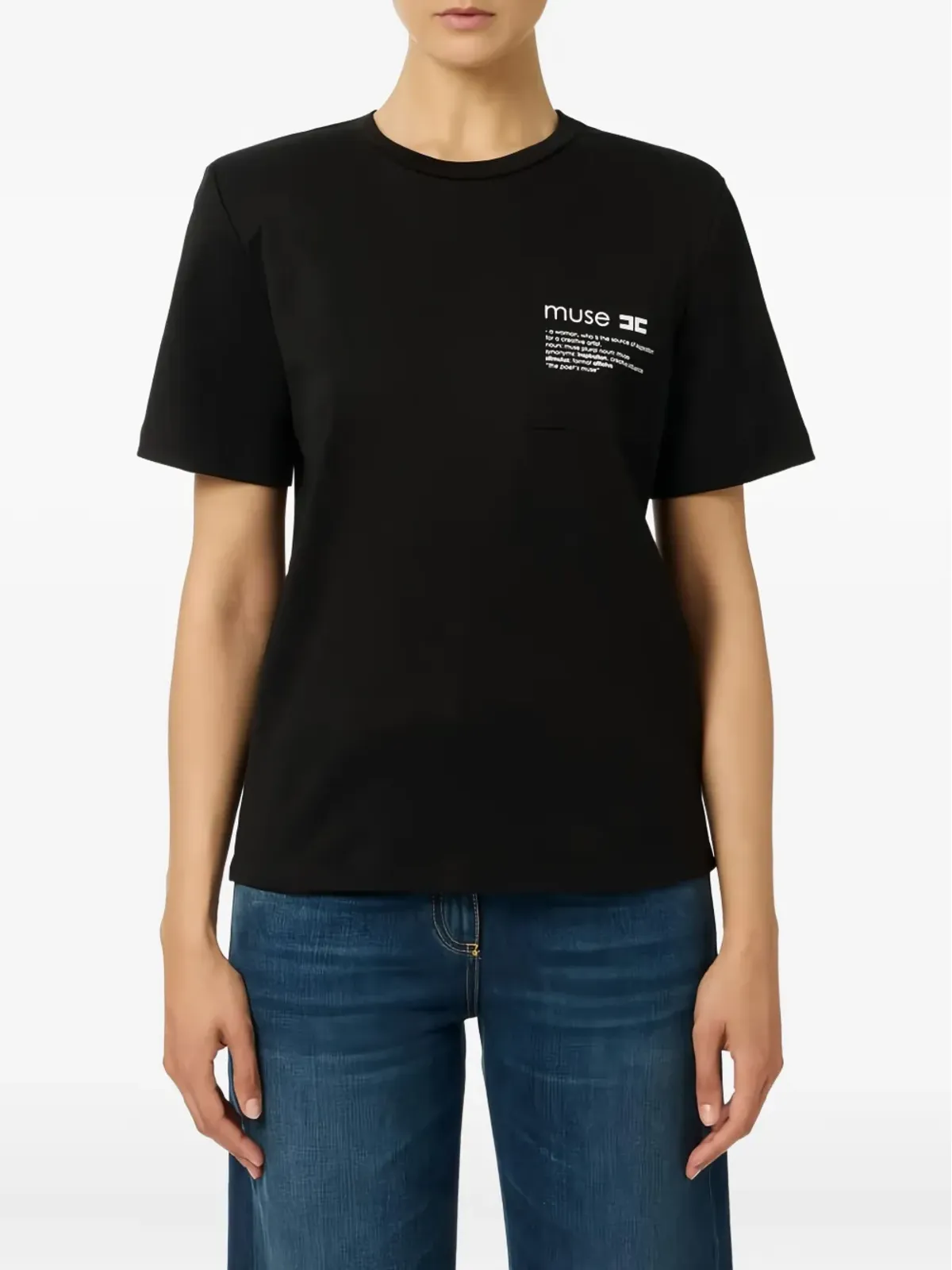 Elisabetta Franchi 肩パッド付きポケットTシャツ - ブラック - 画像2
