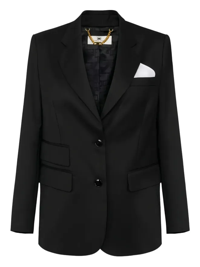 Elisabetta Franchi Elisabetta Franchi ポケットチーフ付き シングルブレスト ジャケット - ブラックの商品画像