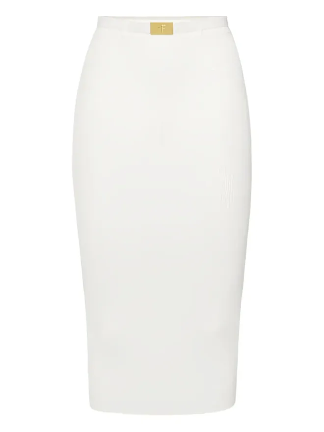 Elisabetta Franchi Elisabetta Franchi リブ編みミディスカート ホワイトの商品画像