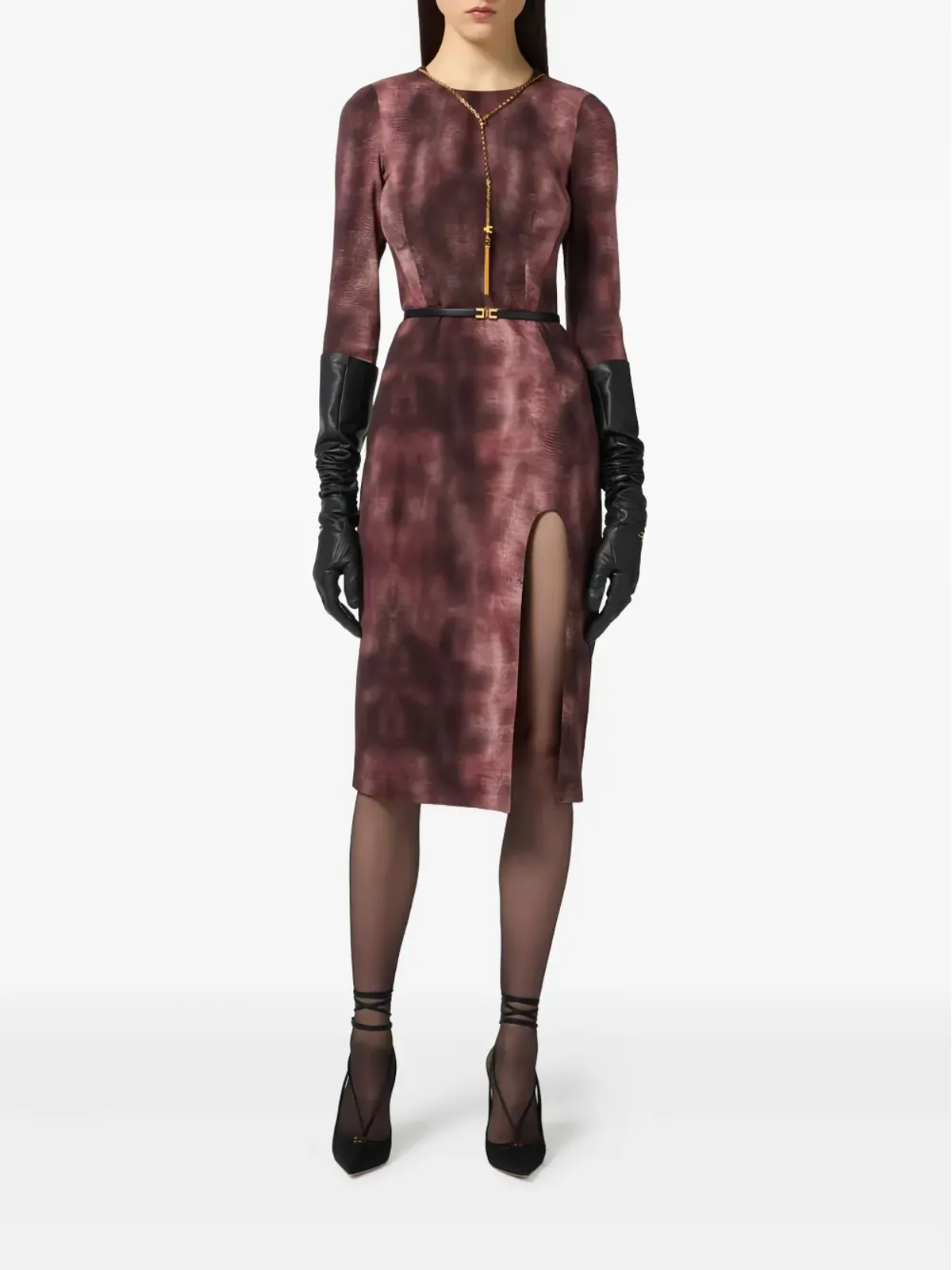 Elisabetta Franchi パイソンプリント ミディドレス - 画像2