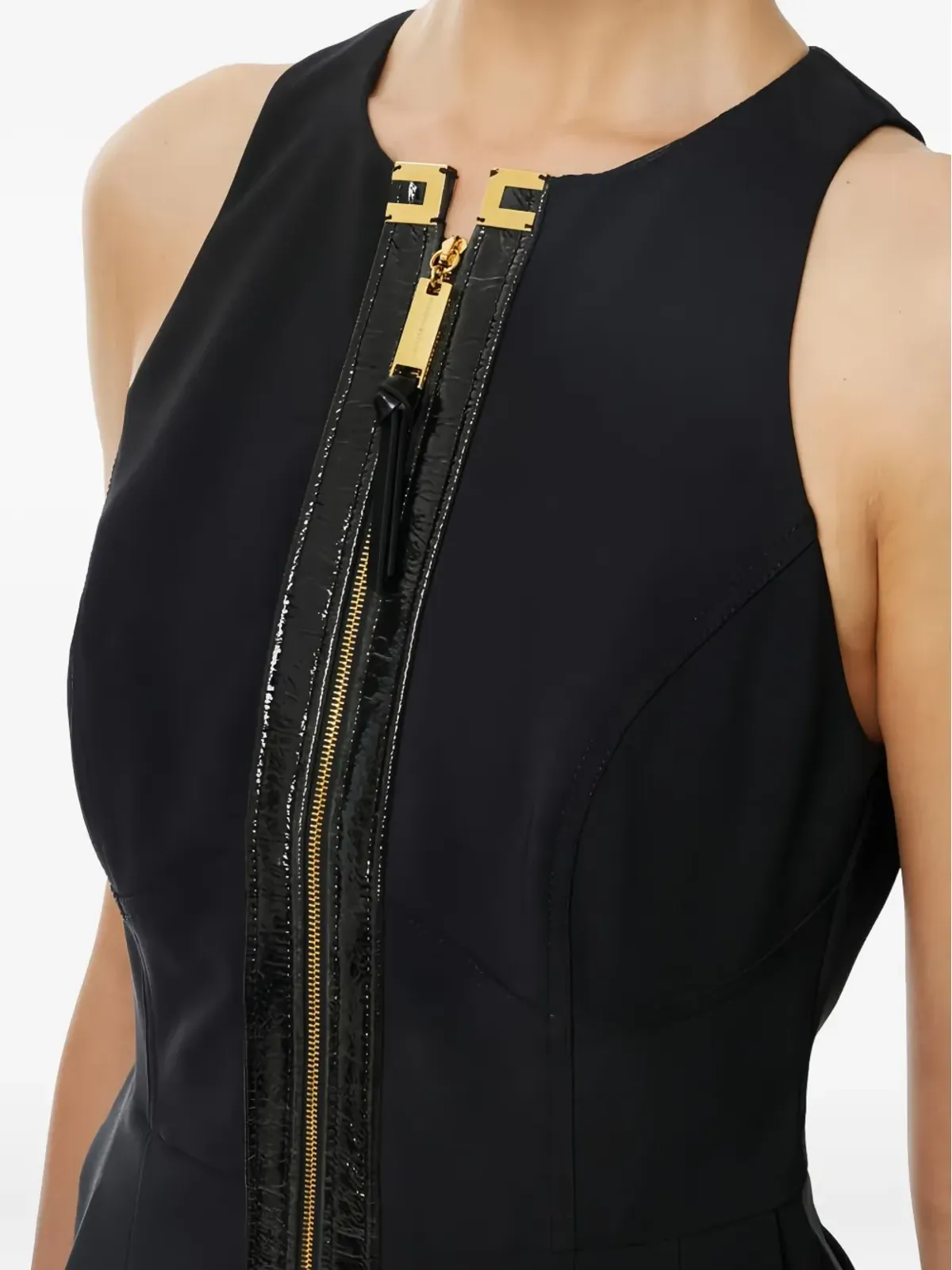 Elisabetta Franchi レザー・プラケット ミニドレス - 画像4