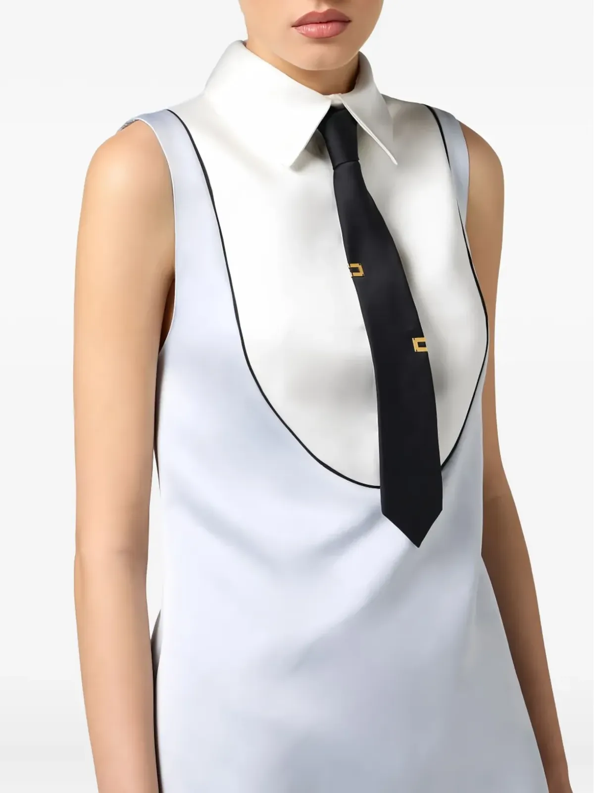 Elisabetta Franchi タイカラー付きミニドレス ブルー - 画像5