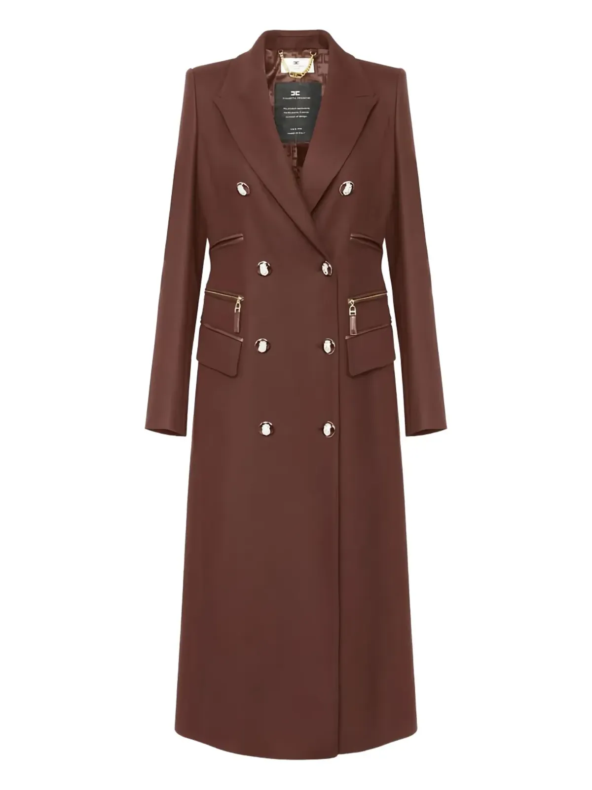 Elisabetta Franchi エナメルボタン付き ダブルブレストコート - ブラウン - 画像1