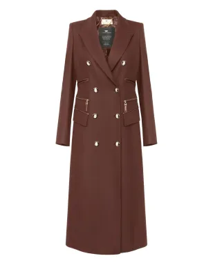 Elisabetta Franchi エナメルボタン付き ダブルブレストコート - ブラウン - サムネイル1