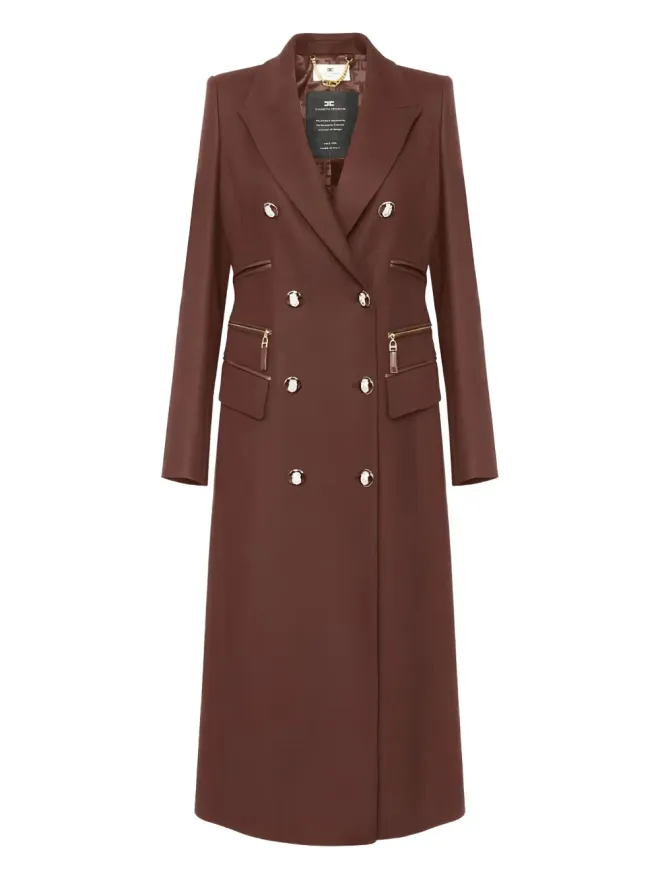 Elisabetta Franchi Elisabetta Franchi エナメルボタン付き ダブルブレストコート - ブラウンの商品画像