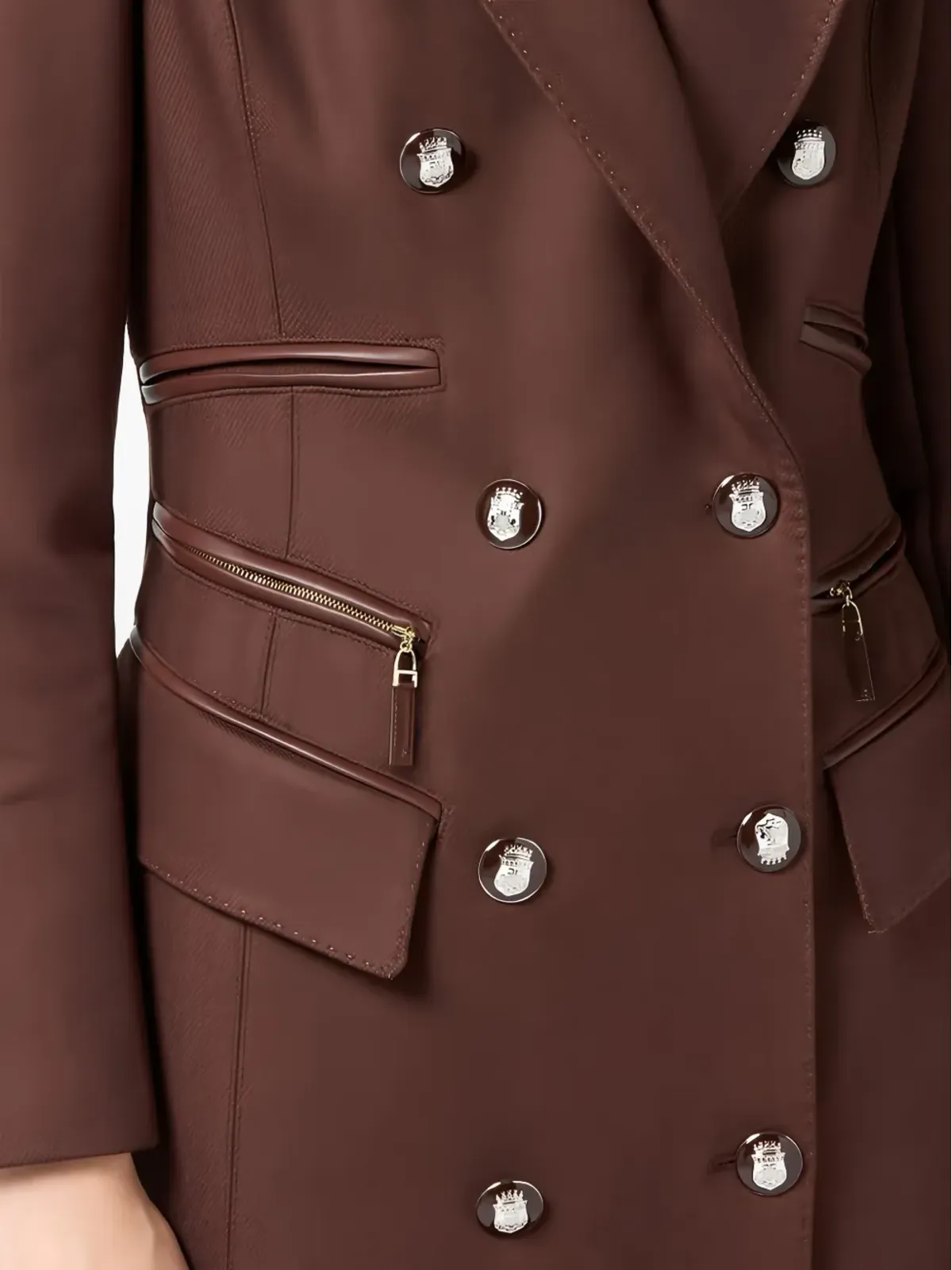 Elisabetta Franchi エナメルボタン付き ダブルブレストコート - ブラウン - 画像5