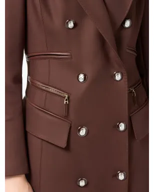 Elisabetta Franchi エナメルボタン付き ダブルブレストコート - ブラウン - サムネイル5