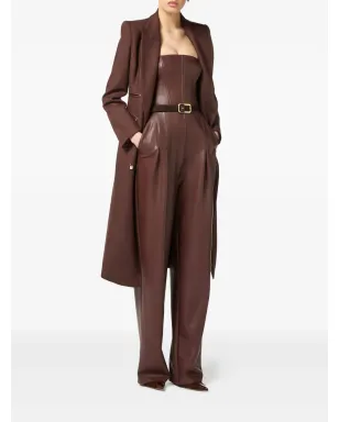 Elisabetta Franchi エナメルボタン付き ダブルブレストコート - ブラウン - サムネイル2