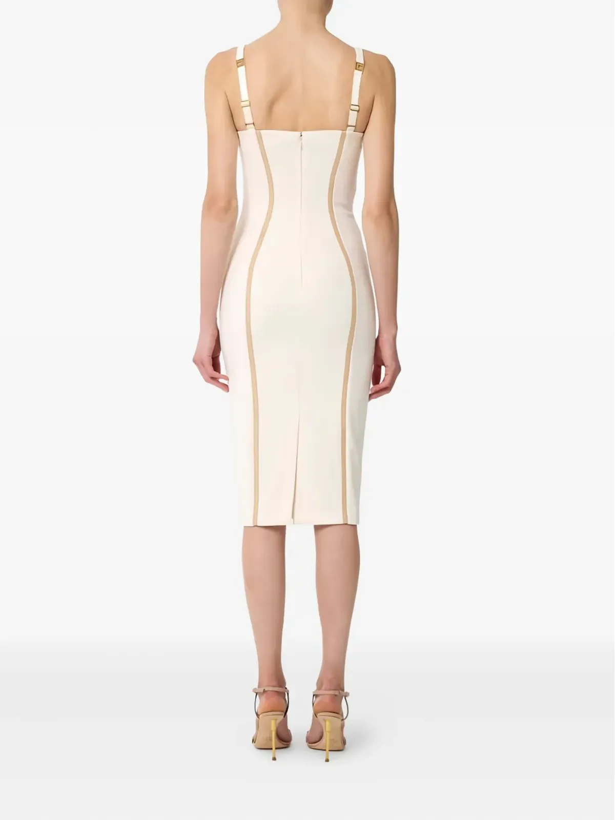 Elisabetta Franchi 調節可能なストラップ パネルデザインのミディドレス - ニュートラルカラー - 画像3