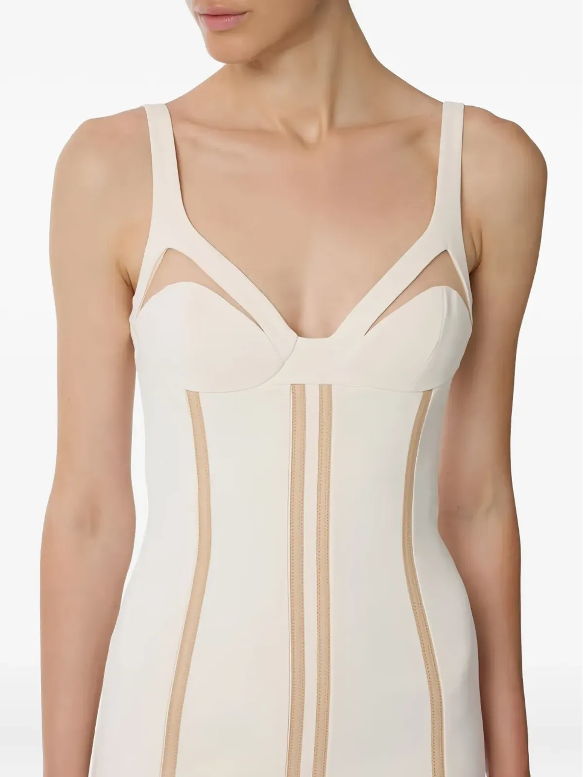 Elisabetta Franchi 調節可能なストラップ パネルデザインのミディドレス - ニュートラルカラー - 画像4