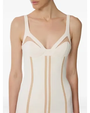 Elisabetta Franchi 調節可能なストラップ パネルデザインのミディドレス - ニュートラルカラー - サムネイル4