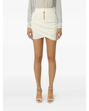 Elisabetta Franchi ドレープ ロゴボタン スカート ホワイト - サムネイル2