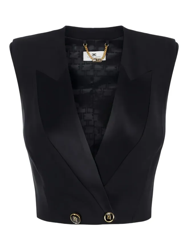 Elisabetta Franchi Elisabetta Franchi サテンラペル ボタン式 ジレ - ブラックの商品画像
