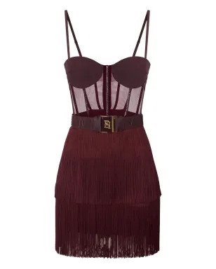 Elisabetta Franchi フリンジ付きチュールミニドレス - サムネイル1