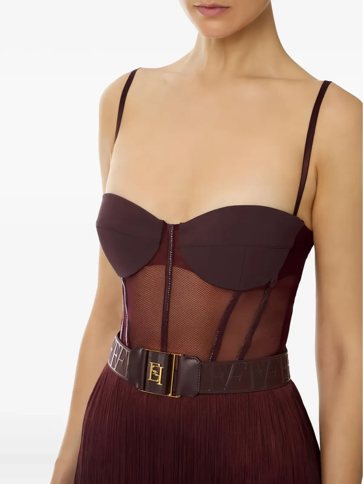 Elisabetta Franchi フリンジ付きチュールミニドレス - 画像4