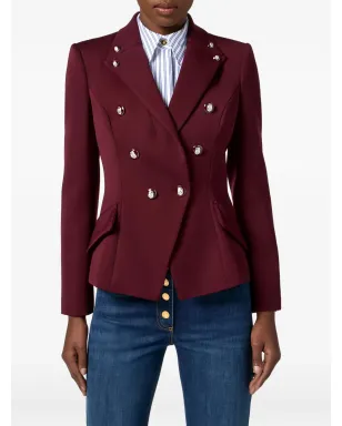 Elisabetta Franchi ダブルブレスト エナメルボタン ブレザー レッド - サムネイル4