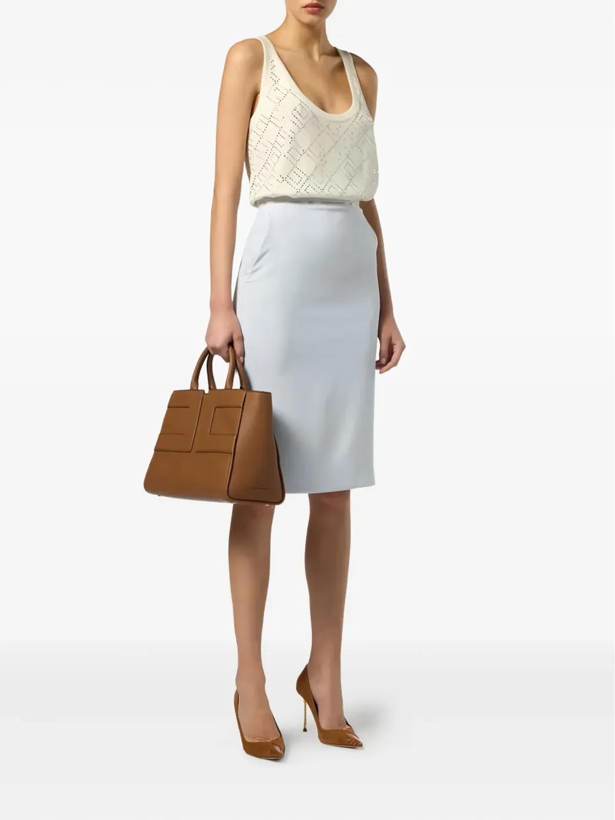 Elisabetta Franchi ロゴウエストバンド ミディスカート - ブルー - 画像2