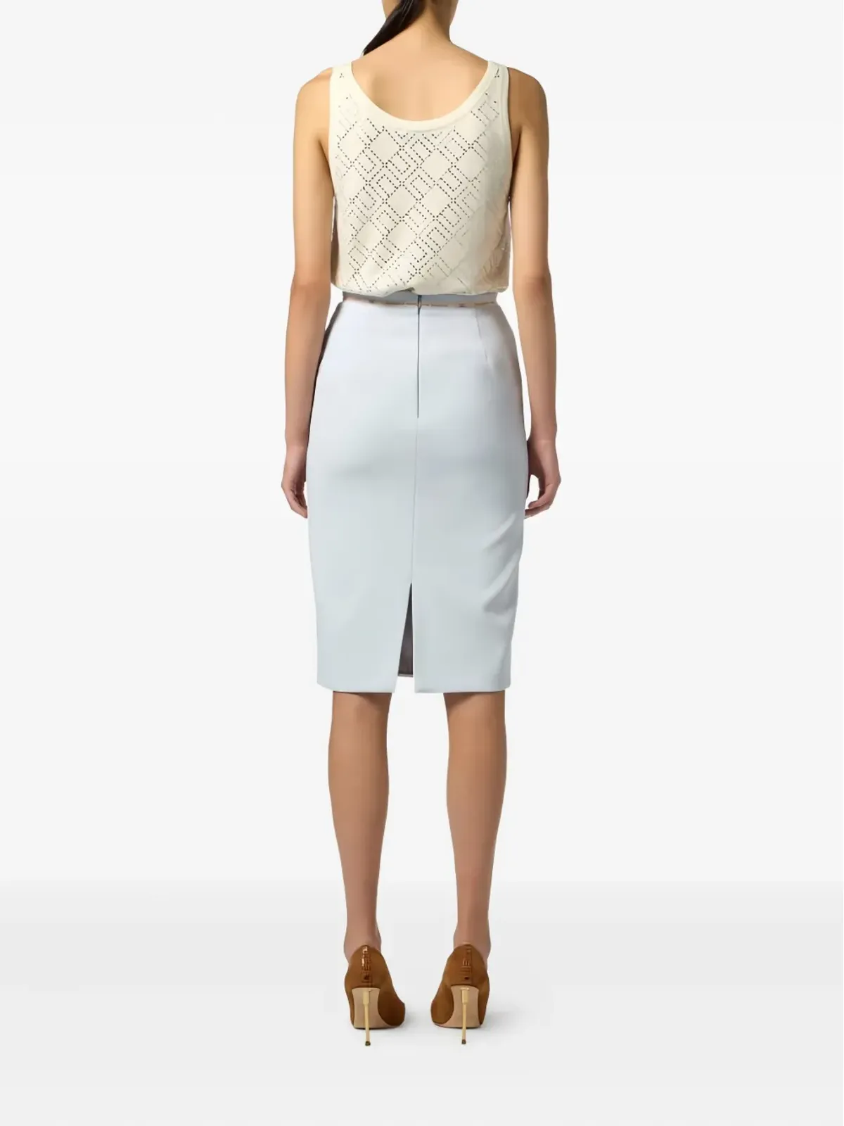 Elisabetta Franchi ロゴウエストバンド ミディスカート - ブルー - 画像3