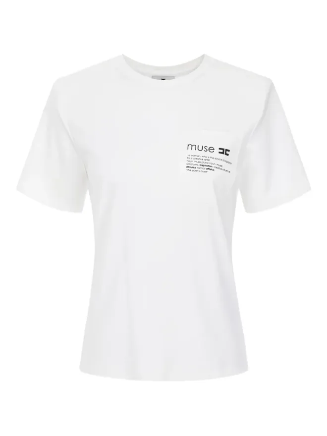 Elisabetta Franchi Elisabetta Franchi チェストポケット付き半袖Tシャツ ホワイトの商品画像