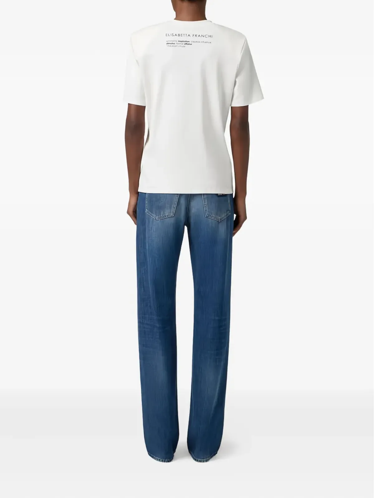 Elisabetta Franchi チェストポケット付き半袖Tシャツ ホワイト - 画像3