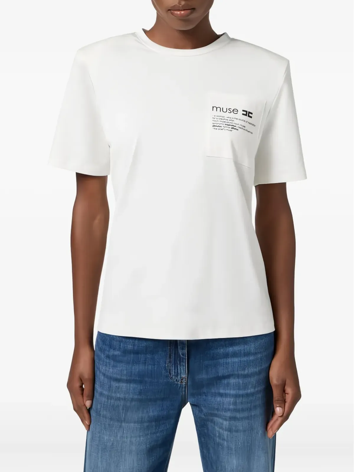 Elisabetta Franchi チェストポケット付き半袖Tシャツ ホワイト - 画像4