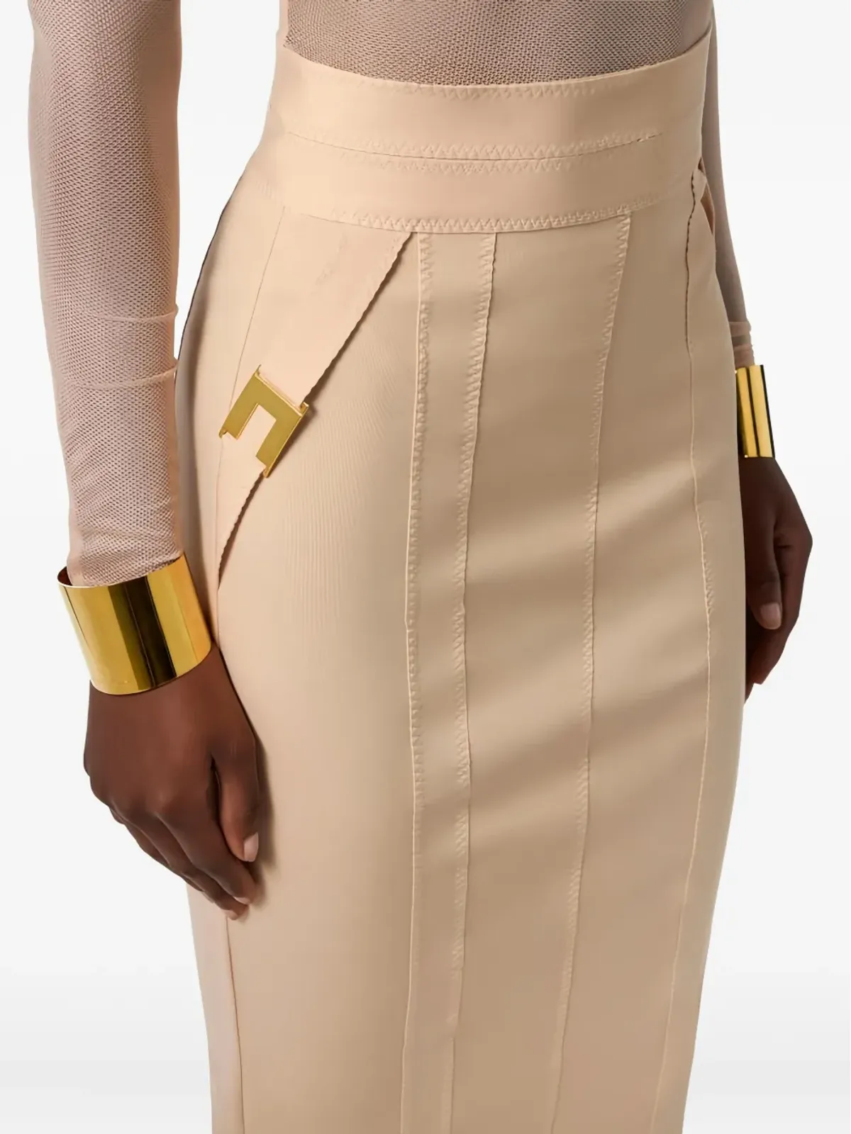 Elisabetta Franchi トップステッチ ロゴディテール スカート - 画像5