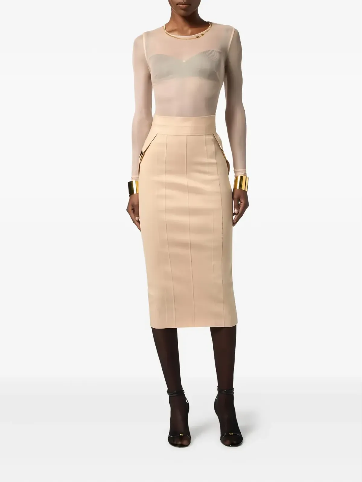 Elisabetta Franchi トップステッチ ロゴディテール スカート - 画像2